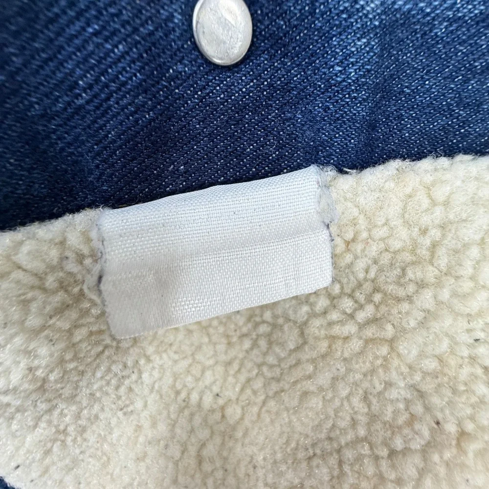Levi's 70520 Sherpa Lined Denim Trucker Jacket Men's Large Blue Cotton Jean Coat - Picture 8 of 9